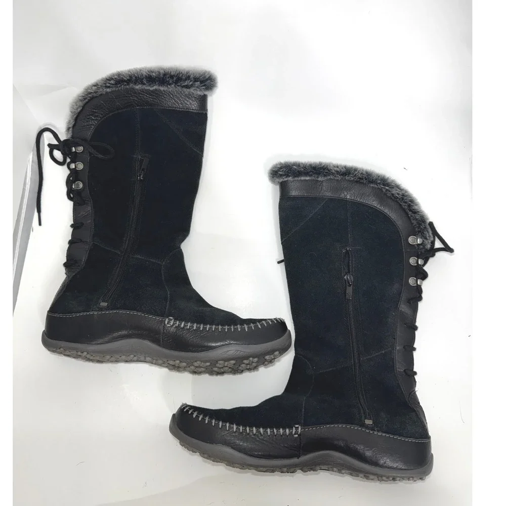 The North Face Black Suede PrimaLoft Insulated Faux Fur Tall Boots Womens 9 AHDZ